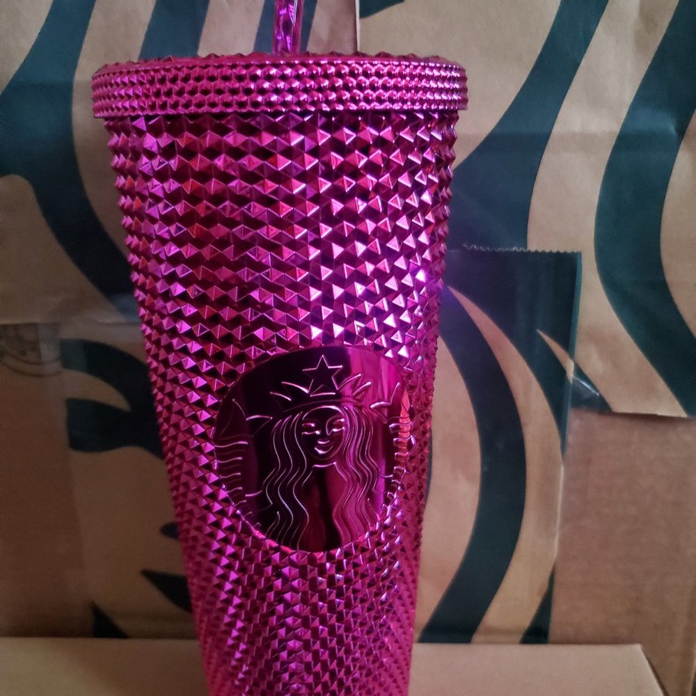 Starbucks Hot Pink Studded Cup BRAND NEW 24 oz